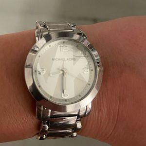 Silver watch with large face